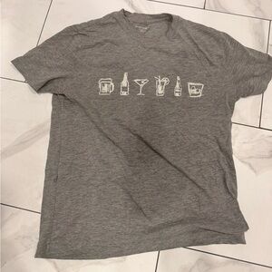 Gray Graphic Crewneck T-Shirt - Drink Icons